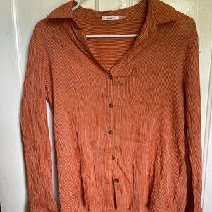 Mi Ami orange striped button down shirt